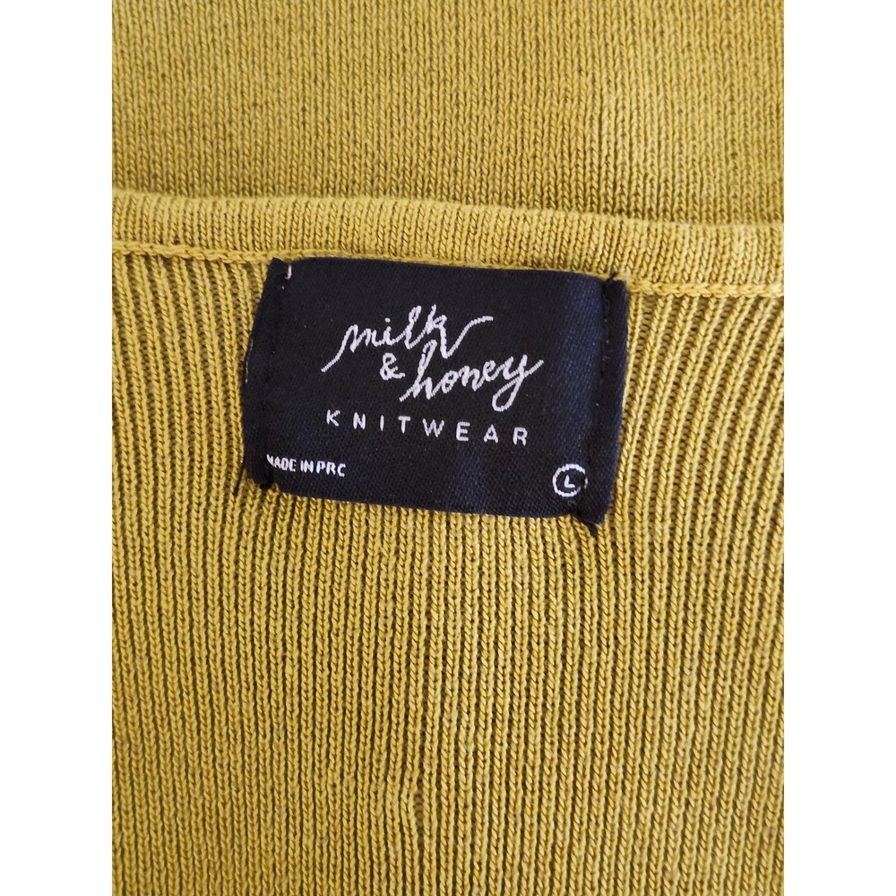 Milk & Honey Olive Green Corset Knit Top Women's L Long Sleeve Y2K - Picture 5 of 8